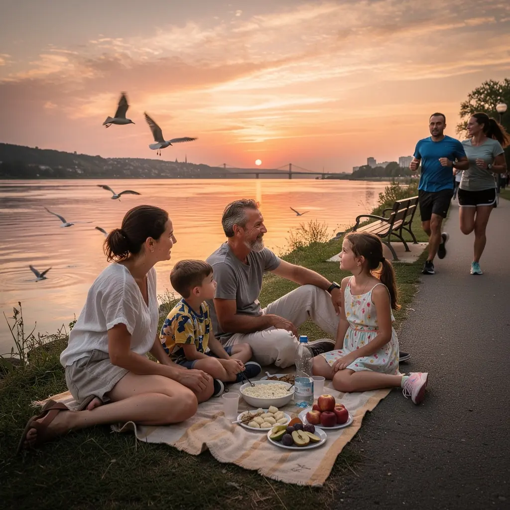 A panoramic view of Bratislava's old town showcasing historic architecture and vibrant street life.